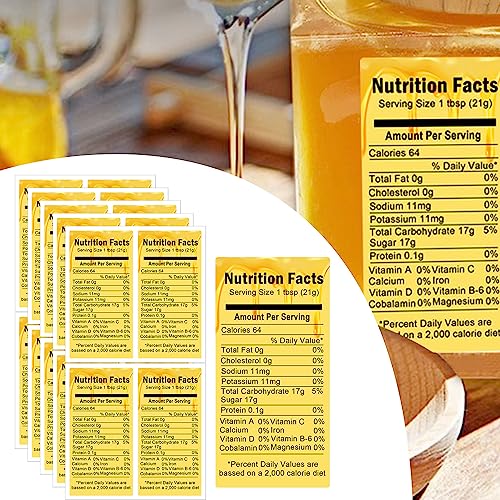 Pop Resin POP23062904 Honey Nutrition Labels Honey Nutrition Facts Calories Mason Jar Labels 1.75 X 3.5 Inch thumb #1
