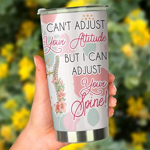 Miniatura 2 de MEDROC Vaso de quiropráctico de acero inoxidable de 20 onzas con texto en inglés I Cant Adjust Your Attitude divertido regalo de quiropráctico para
