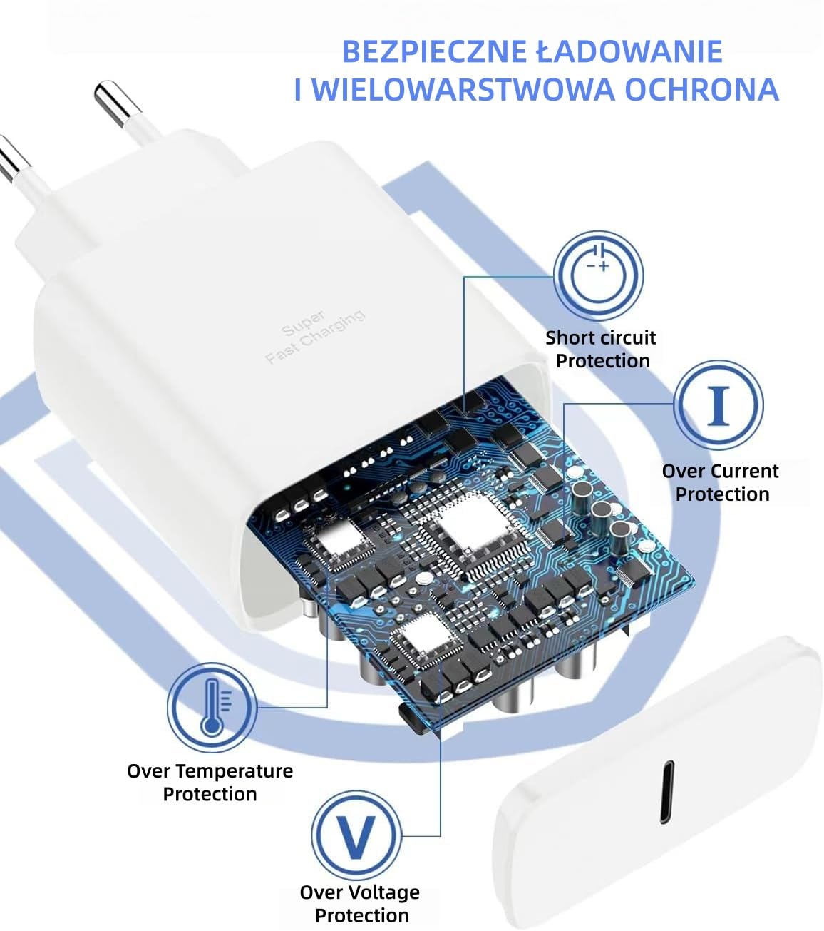 45 W ładowarka USB C, szybkie ładowanie typu C do Galaxy S25/S24/S23/S22/S21/S20/Ultra/Note 20/S10/S9, A54, A53, Z Fold/Z Flip/Tab, adapter ścienny USB C z kablem 3M, biały