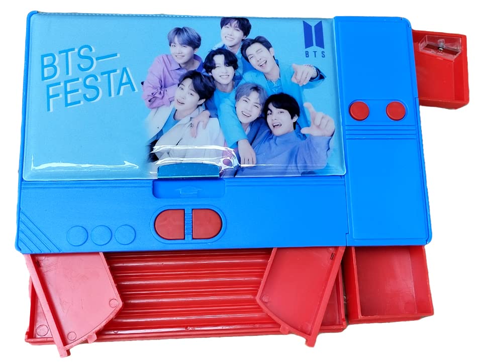 SHREE TECHNESH Plastic Bts Printed Jumbo Dual Space Pencil Box