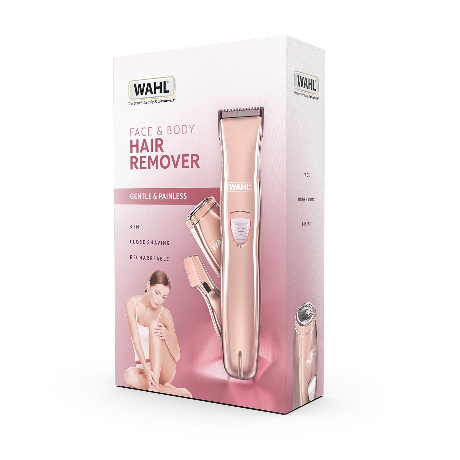 WAHL Ladies Face and Body Hair Remover, Afeitadora femenina, afeitadora rotativa para mujeres, moldeador de cejas, peine accesorio, recortadora facial para mujeres