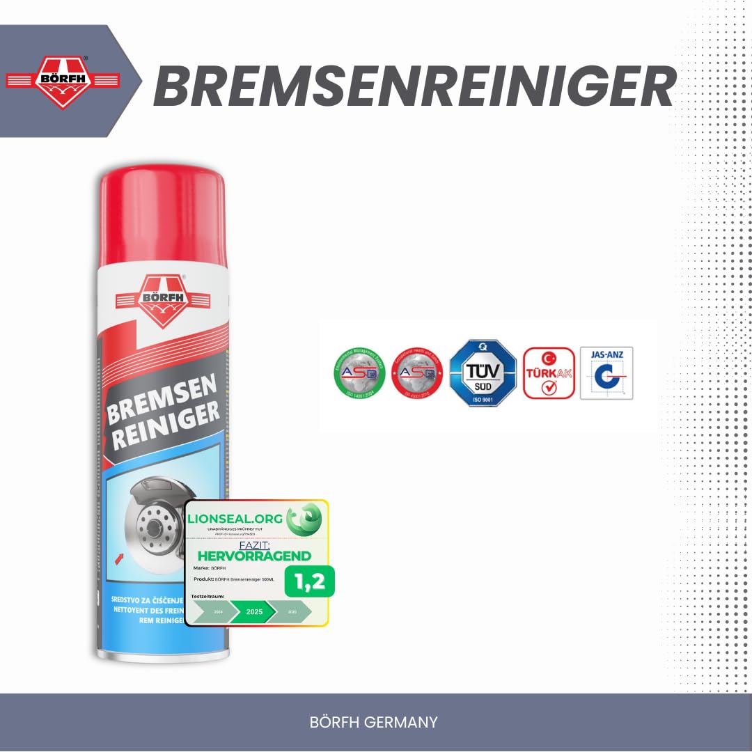 Detergente per freni – (Confezione da 10 500 ML) senza acetone detergente per dischi, pastiglie, pinze freni, molle, rotori e frizione, pulitore per parti industriali