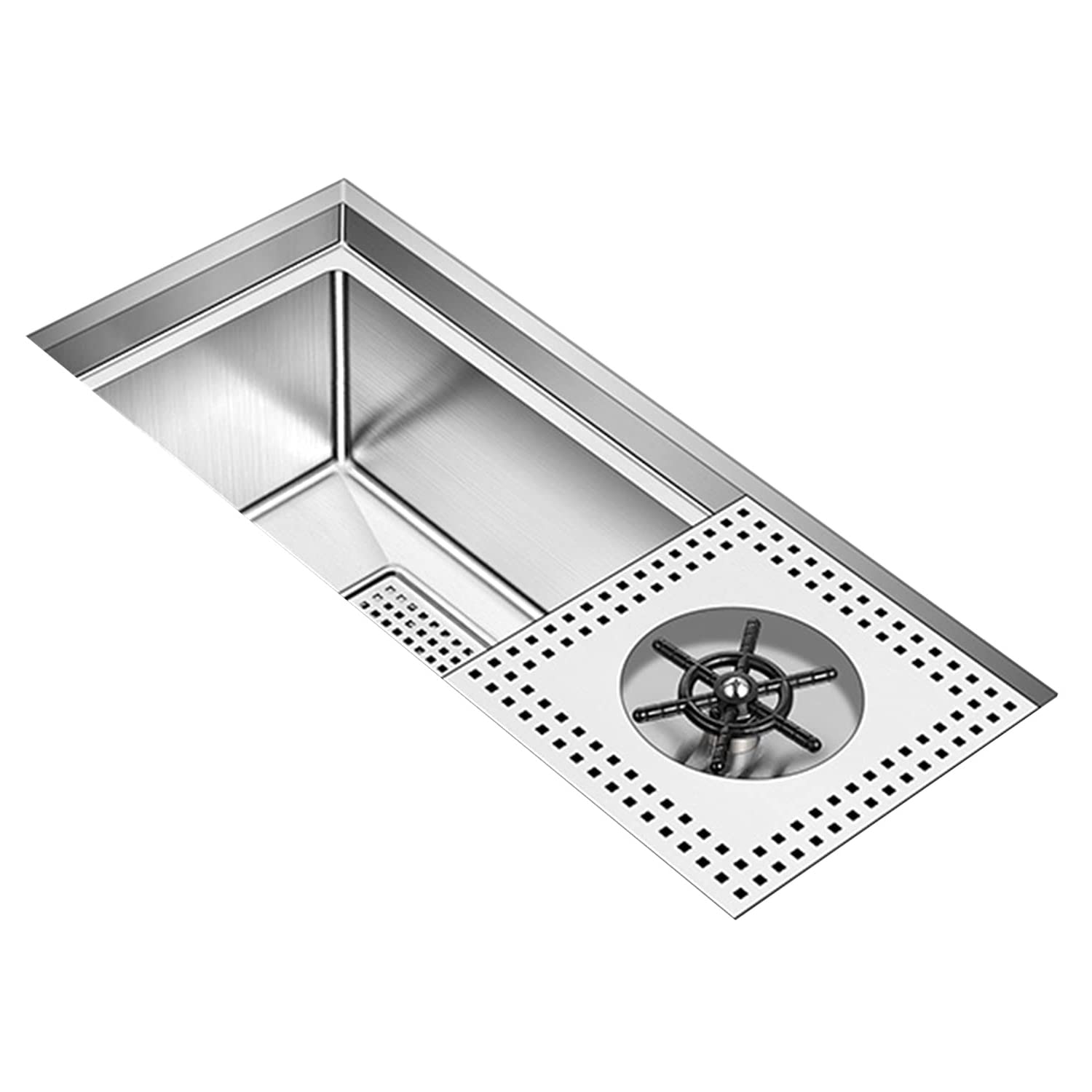 Évier simple en acier inoxydable 304 de qualité supérieure avec rince-verre pour restaurant