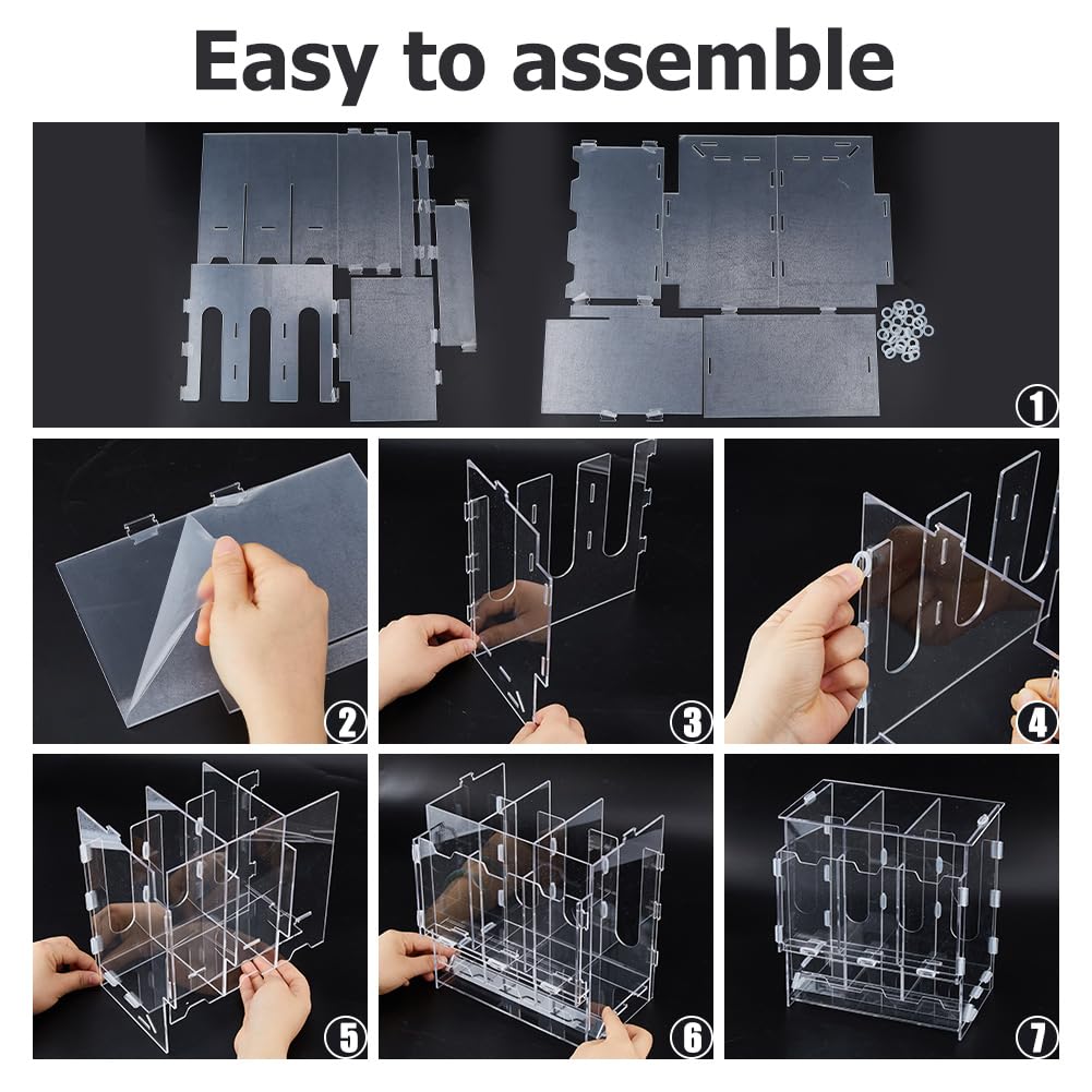 DICOSMETIC Distributeur de cartes en acrylique à 3 compartiments - Distributeur de cartes - Rectangulaire - Boîte d'organisation de cartes de trading - Pour la maison et les affaires
