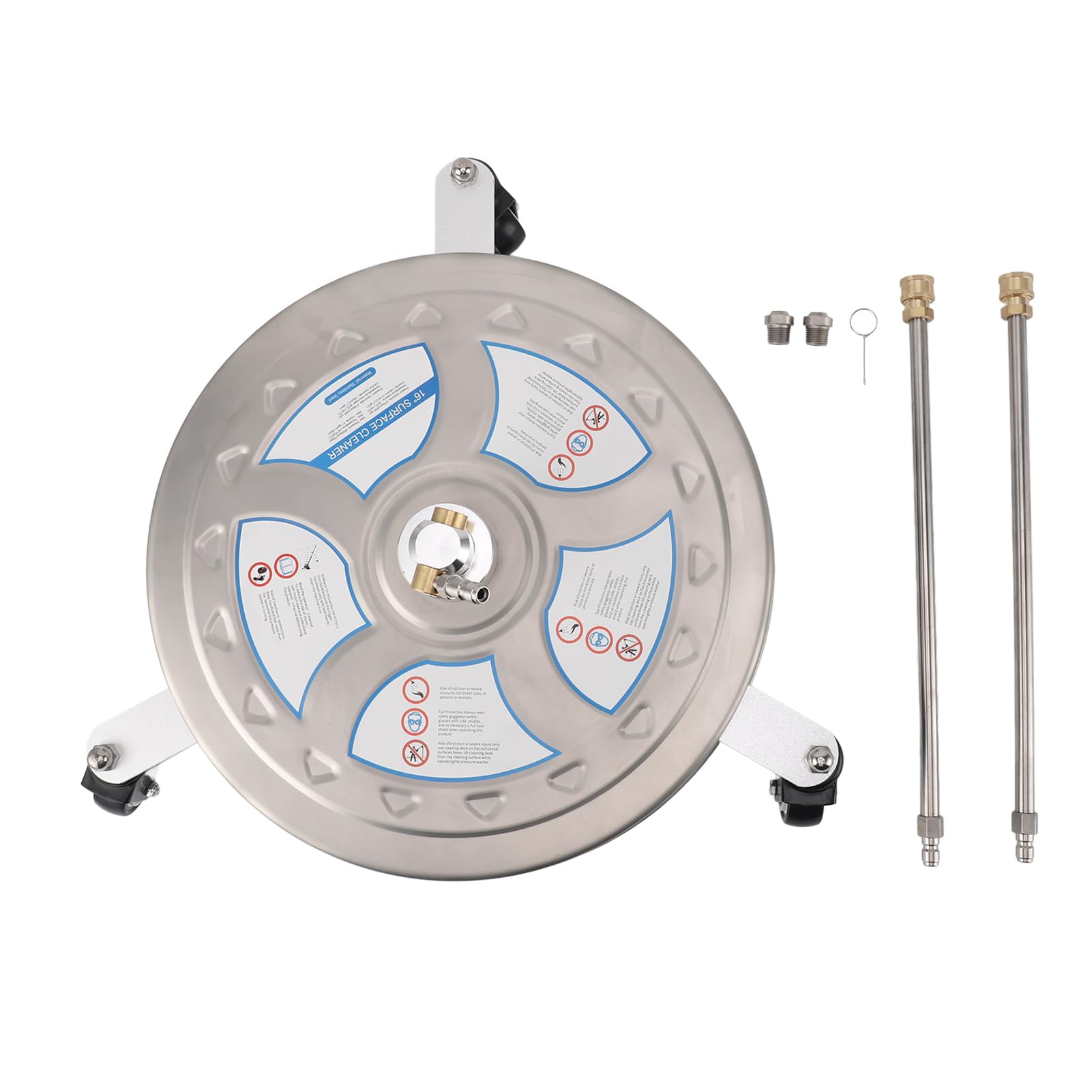 TOPINCN Limpiador de Superficies de Lavadora a Presión de 16 Pulgadas con 3 Ruedas, Lavadora Eléctrica con Carcasa de Acero Inoxidable con 2 Varillas de Extensión para Concreto,