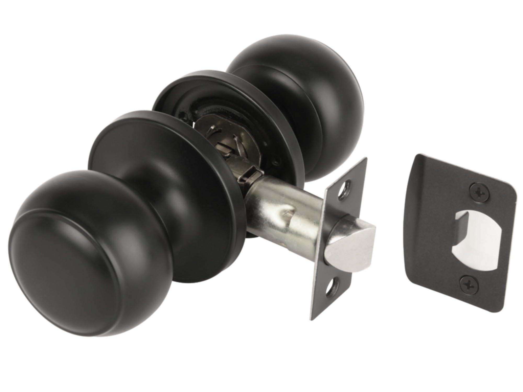 Hunta Black Matt Handlezone® Riva Passage Knobset, Non-Locking Interior Door Knobset, Adjustable 60-70Mm Latch, 1 Set –