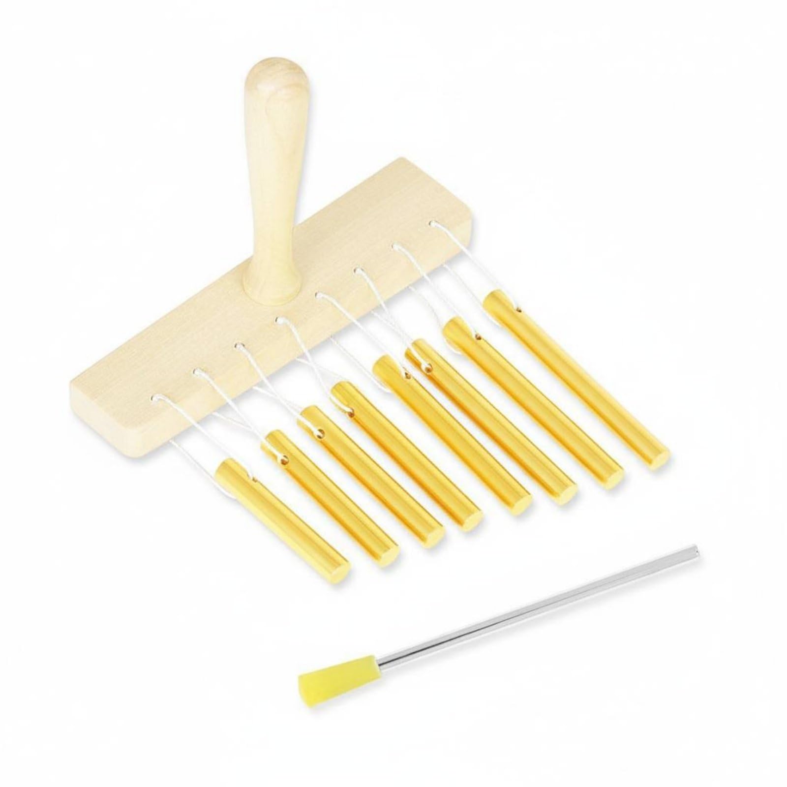 Campana Musical Infantil Xilófono Carillón Metalófono con Base de Madera y Tubos de Aluminio Sonido y Suave Apta para Entrenamiento Rítmico Lecciones Guiadas Juego en Casa , Dorado