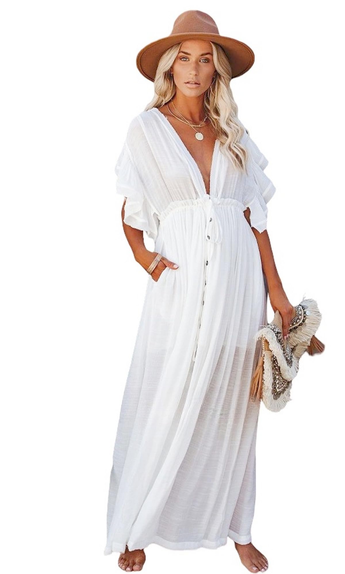 Laura in 2024 Nuevo Pareo Bata para Mujer Verano Playa Flojo Caftán Boho Vestido para Bikini de Playa Bata de Talla Única para Vacaciones
