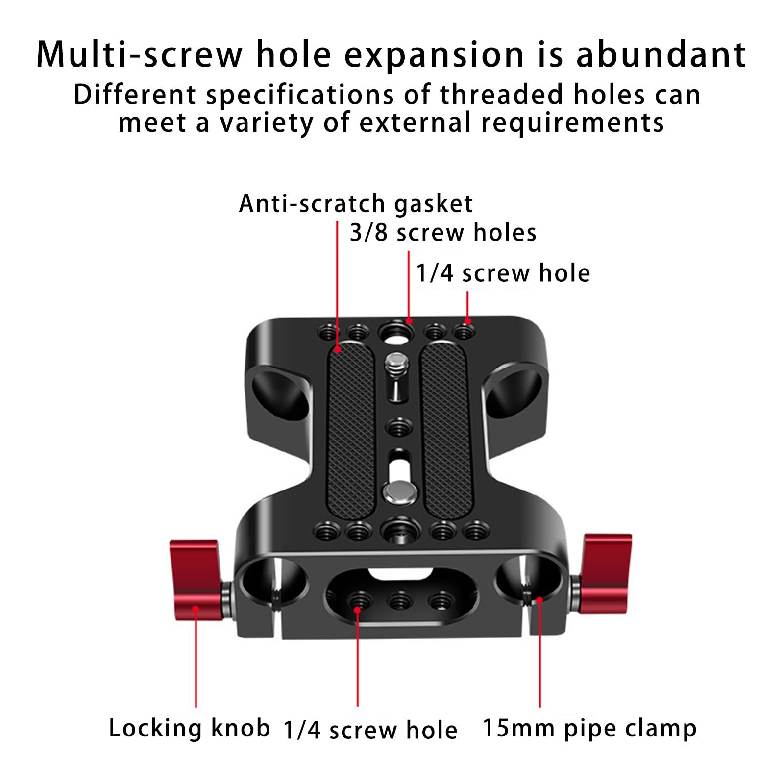 Piastra di base in alluminio per fotocamera con binari da 15 mm, piastra di base a morsetto, ricambio per fotografia, registrazione video, DSLR, piastra di base DSLR