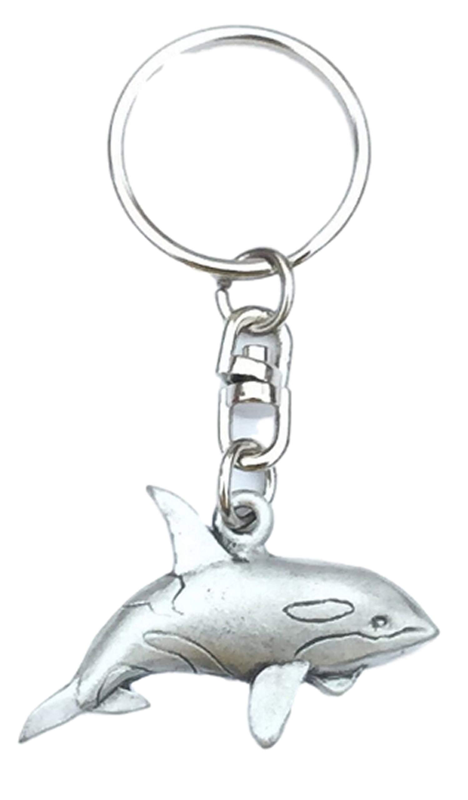 Emblems-Gifts Orca Whale Key ring Handcrafted In Solid Pewter + 59mm Button Badge