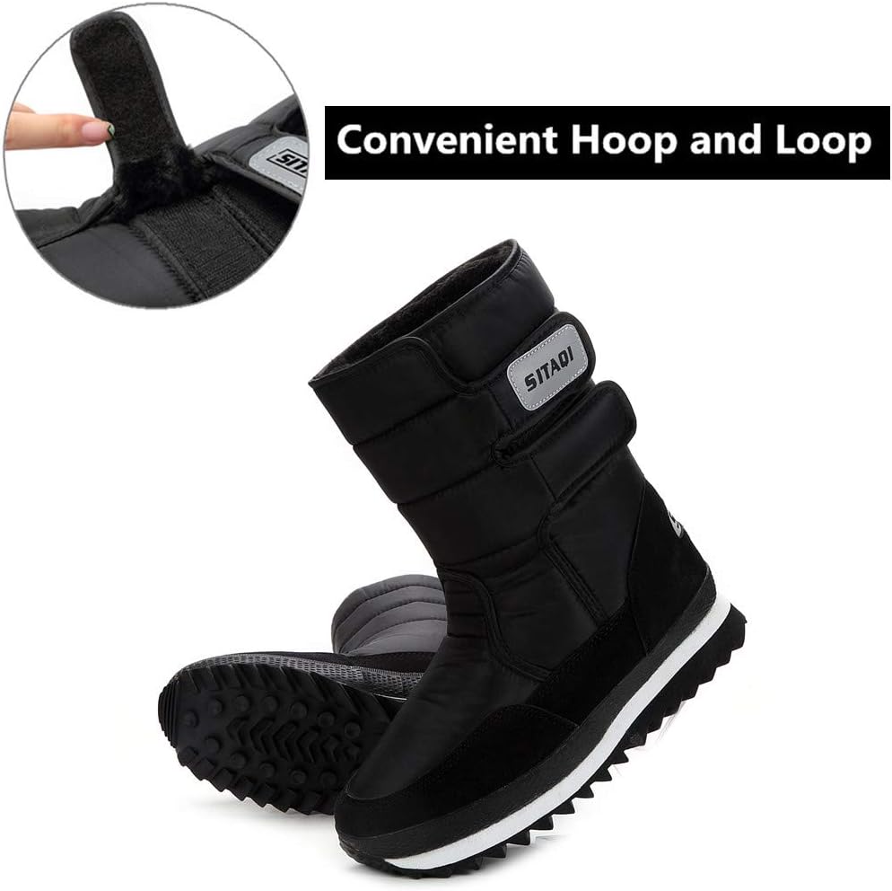 DADAWEN Mens Womens Waterproof Warm Fur Lined Cold Weather Outdoor Winter Snow Boots - Image 2