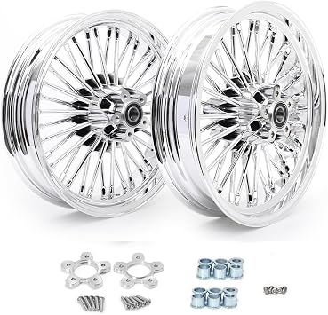 TOFR 16inch Chrome Front Rear Rims Wheels Fat Spokes For Harley Touring Road King FLHR Electra Glide FLHTC Street Glide FLHX Road Glide FLTR 2000-2008 2005 2006 W/ 11.5 Floating Brake Rotors