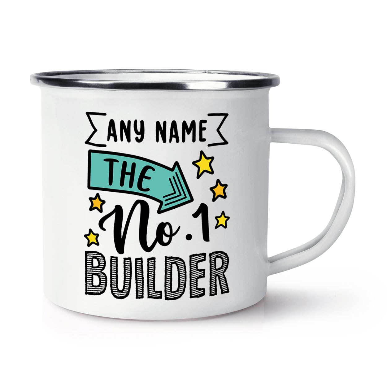 Personalised No.1 Builder Name Enamel Mug Cup