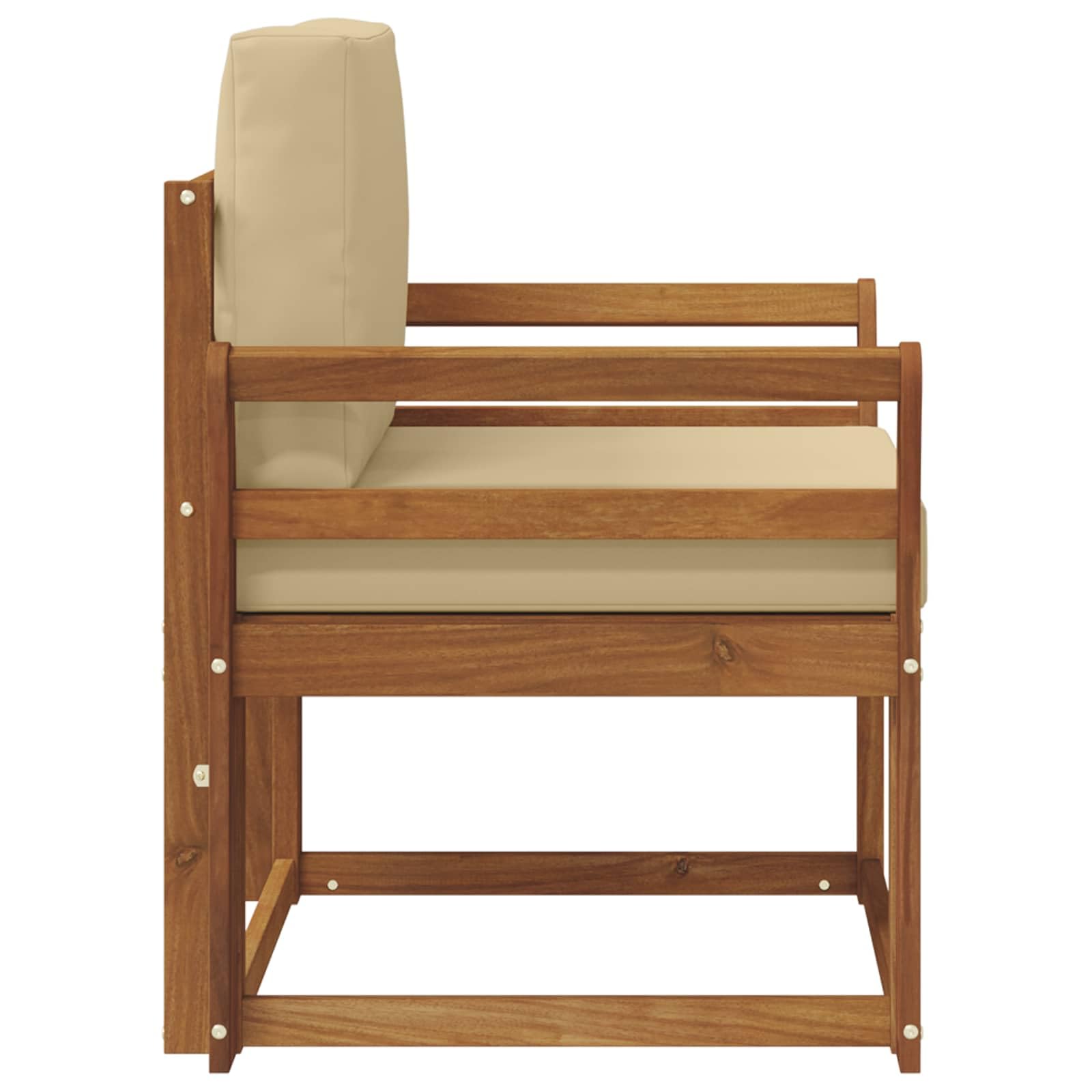 Set di mobili da giardino in legno di acacia massiccio e poliestere naturale, per esterni, balcone, terrazza, giardino, D