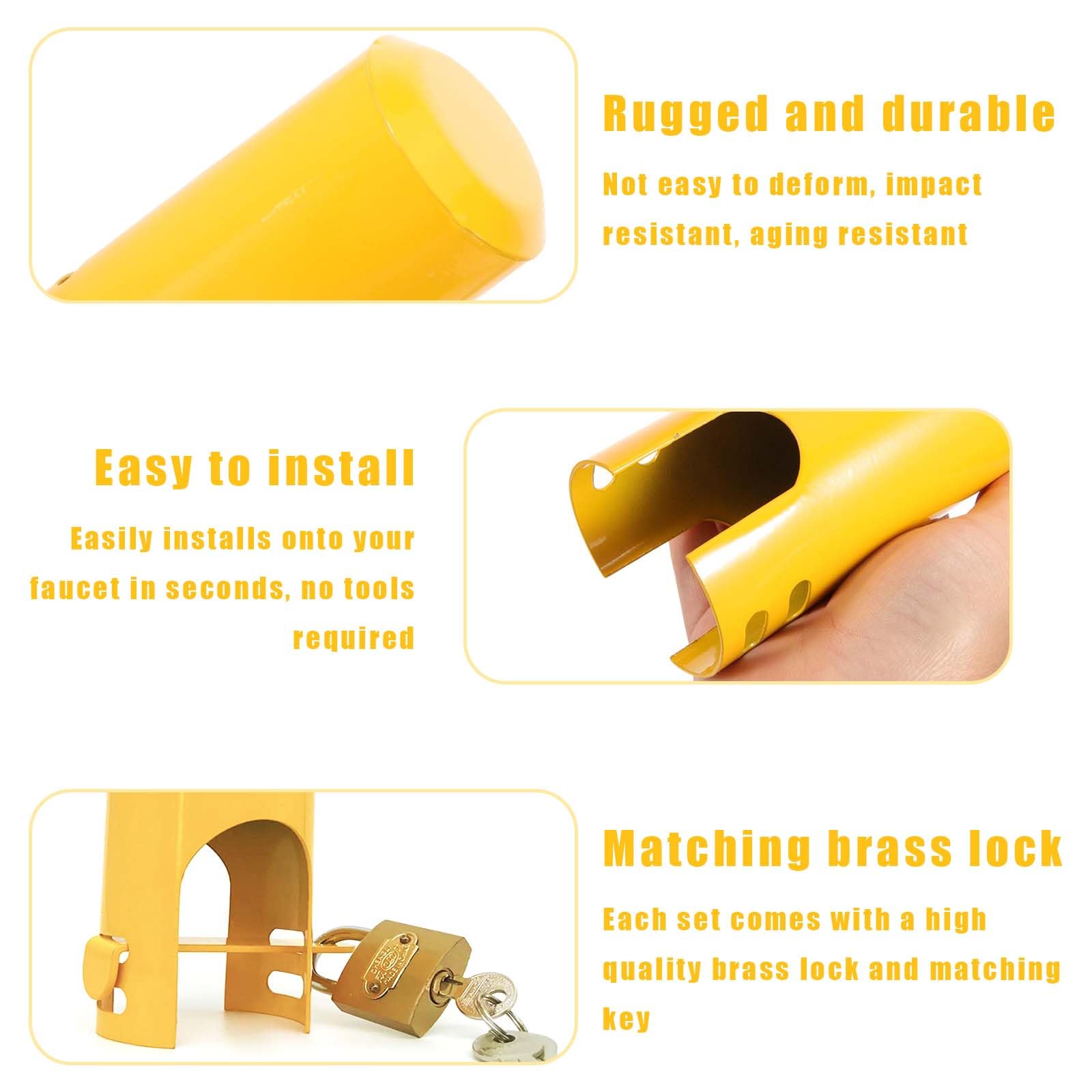 ZHYUAN Tap lock, outdoor tap with lock, tap lock, outdoor tap cover, protection against theft and vandalism, tap protective cover, for outdoor garden kitchen (yellow) - Image 3