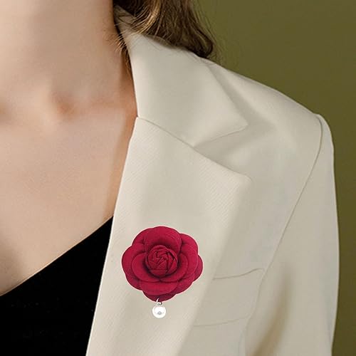 Miniatura 5 de Broche de seguridad con perlas bohemias, broche de flores, tocados, broches para chal, para mujeres y niñas, broche de cuello rosa