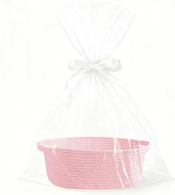 APOMOONS Flätad Korg Jula - Tom Presentkorg i Bomullsränsel för Fester