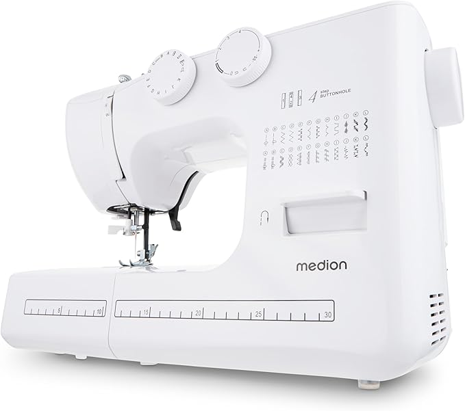 MEDION Freiarm-Nähmaschine SM60 (60 Watt, 60 verschiedene Stichmuster mit Knopflöchern, LED Nählicht, automatischer Einfädler, Rückwärtstaste, Fadenschneider, MD10689) weiß MEDION Freiarm-Nähmaschine SM60 (60 Watt, 60 verschiedene Stichmuster mit Knopflöchern, LED Nählicht, automatischer Einfädler, Rückwärtstaste, Fadenschneider, MD10689) weiß