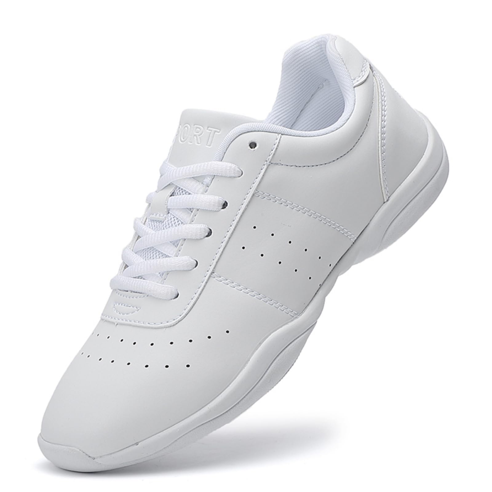 GlideMoves Girls Cheer Shoes Women Dancing Sneakers Youth Tennis Tumbling Exercise Fitness Aerobics Gymnastics Team Competition Women Size 7 Men 6 White 39