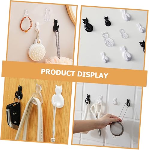 Miniatura 6 de OKUMEYR Ganchos decorativos para colgar cosas novedosas, ganchos divertidos, ganchos de plástico negro para ropa, ganchos con forma de gato, 4