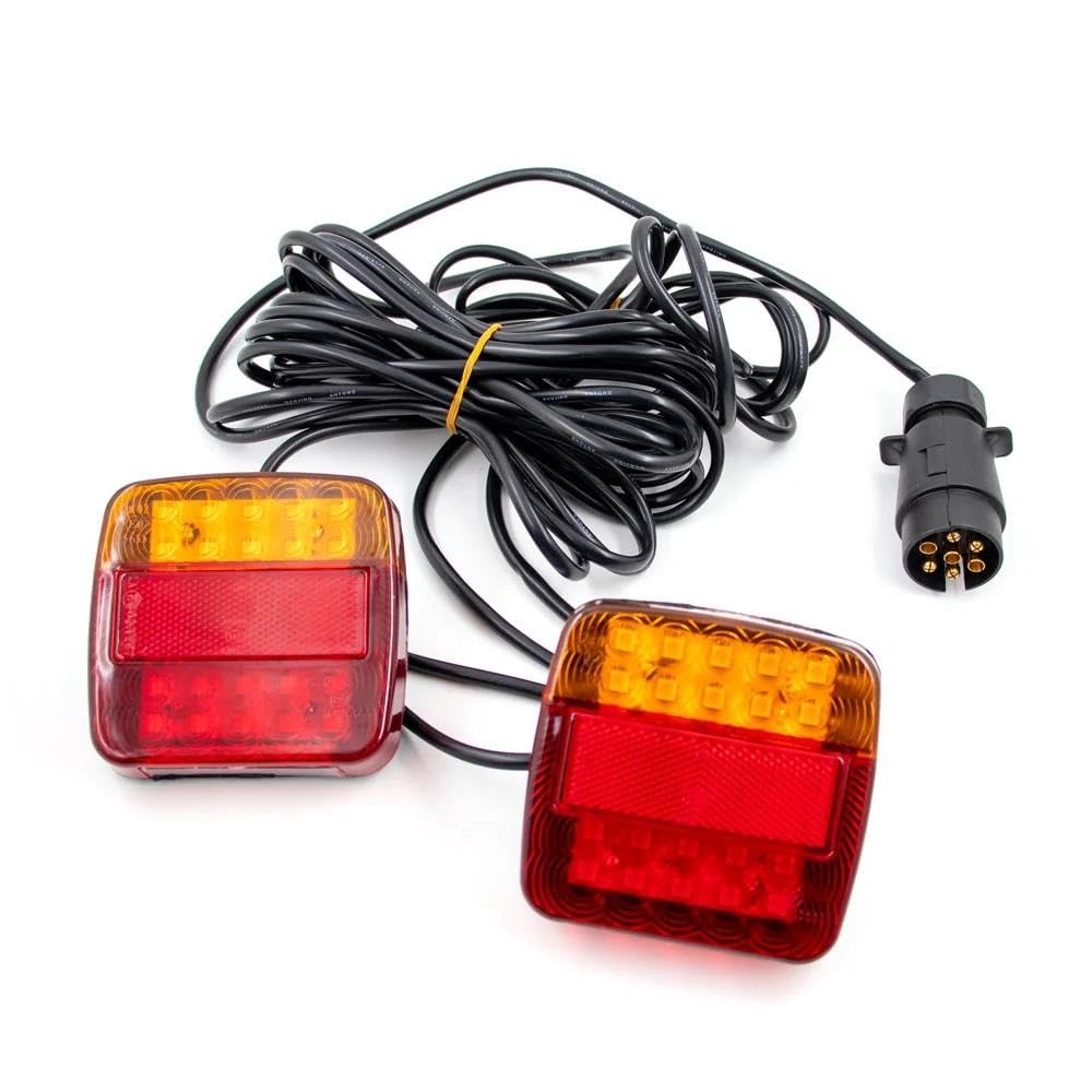 Générique Feux Stop 1 ensemble 12V remorquage arrière remorque feu 16 LED 10m câble 7 broches frein arrêt plaque d'immatriculation lampe lumières Feux Circulation