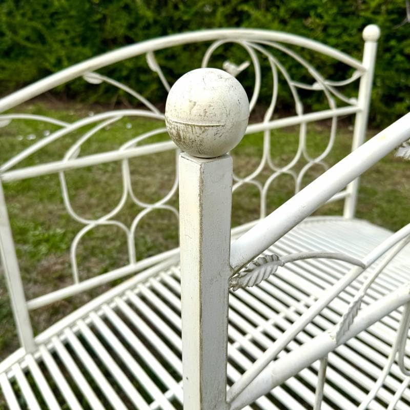 L'Héritier Du Temps Passerelle de Jardin en Acier Patiné Blanc Fonctionnelle Pont extérieur de Jardin pour Ruisseau 85x92x185cm
