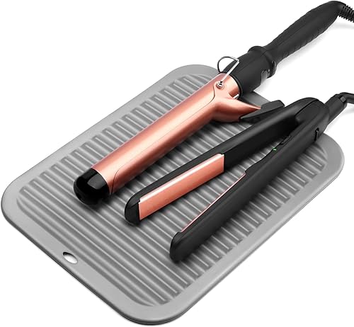 Tapete grande resistente al calor con velcro, organizador de tocador, herramientas de pelo caliente para rizador, plancha plana, alisador de