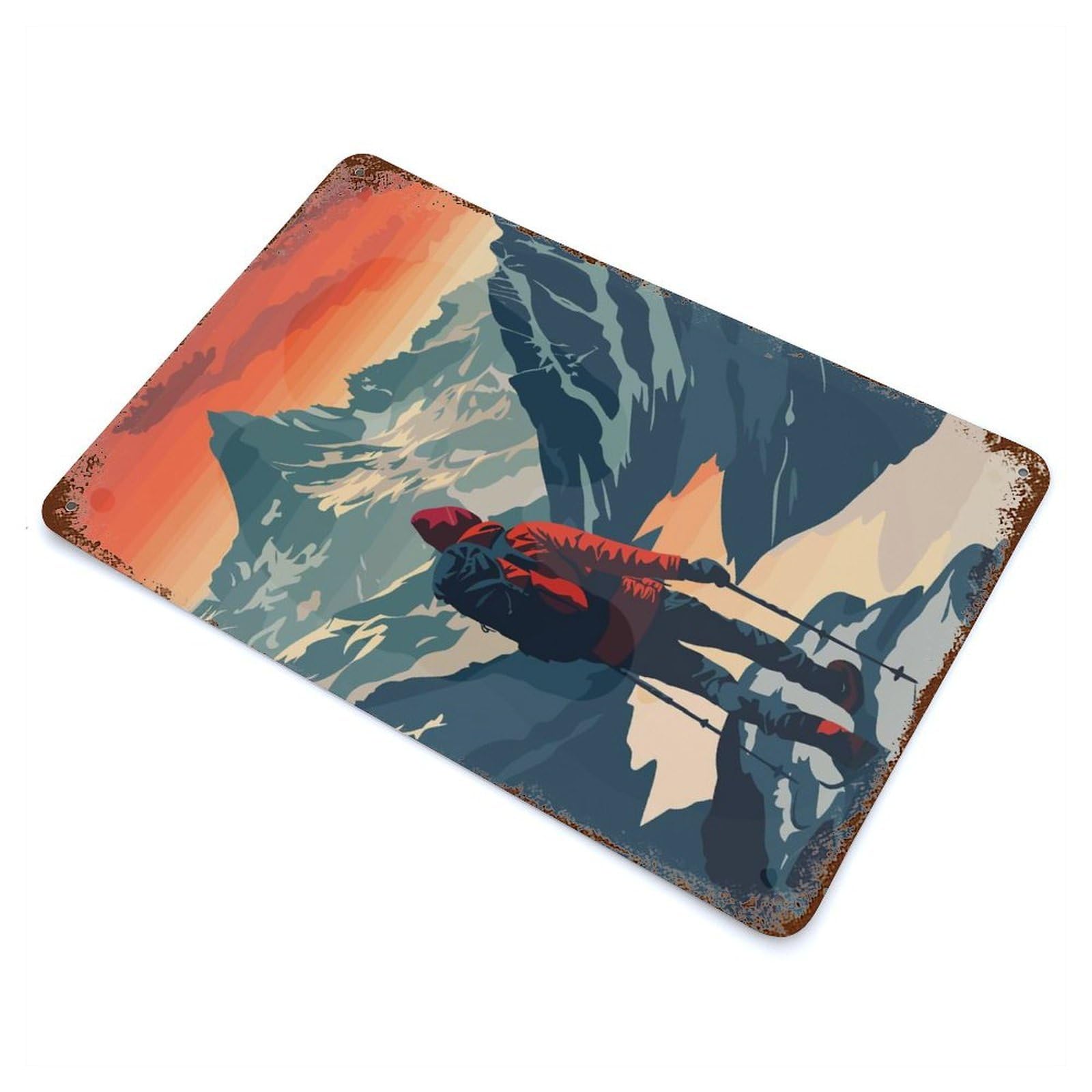 Mountain Climber 11.8"x7.9" Decorative Tin Sign, Retro Wall Decor for Garage, Bar And Workshop Decor