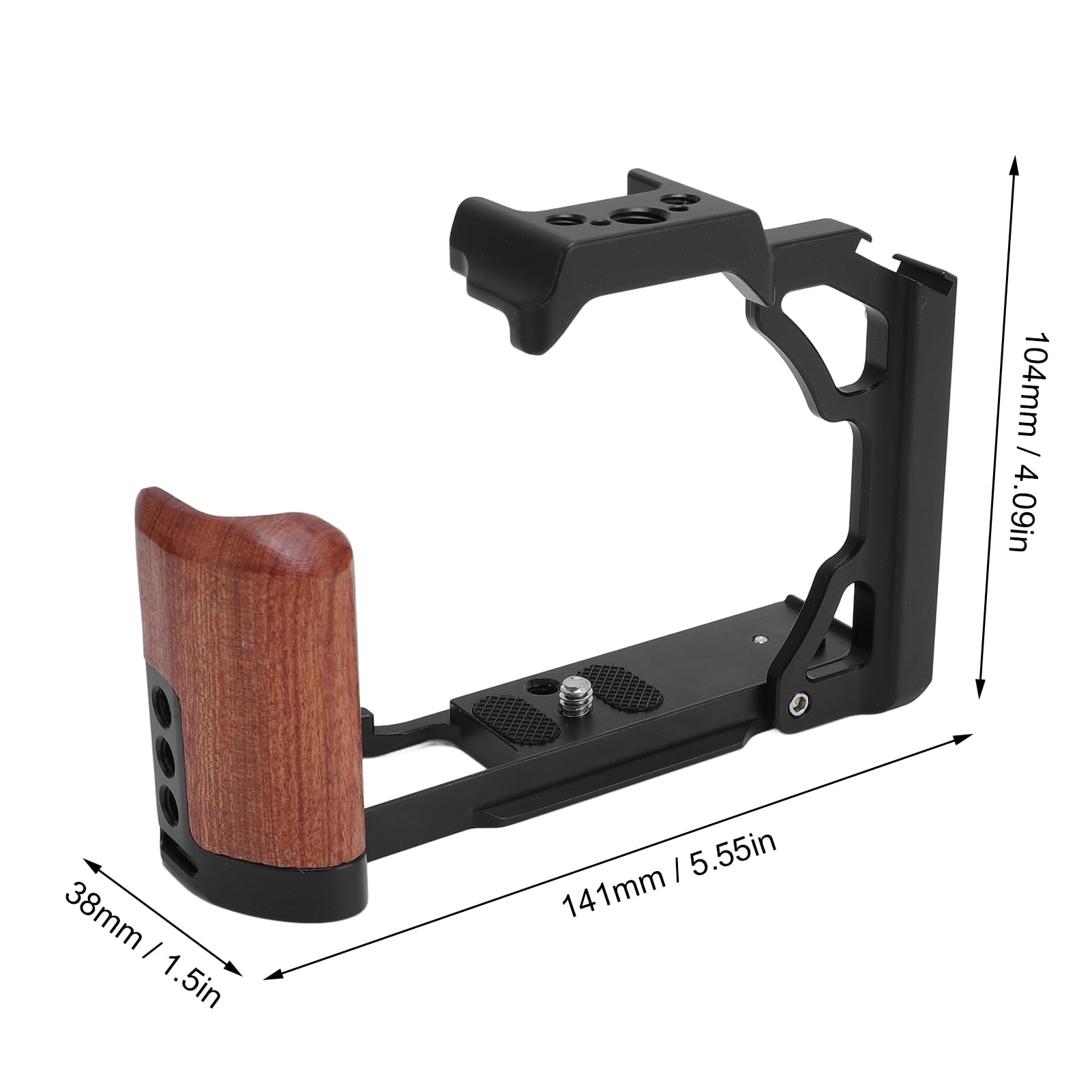 Gabbia di Metallo con Manico in Legno per ZFC, Filo 1/4in-20, Supporto per la Scarpa Fredda, per ARCA, Supporto Orizzontale e Verticale (BLACK)