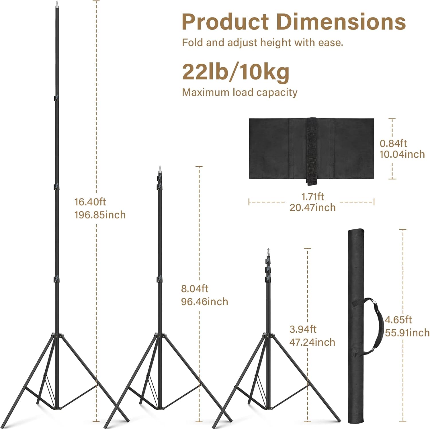 16.4' Heavy Duty Extreme Tall Video Camera Sports Tripod Stand, Sdfghj 16.4ft/500cm Sky High Tripod Light Stand with 1/4" Screw Adapter, Non-Slip Feet Wind Resistant, for Soccer/Basketball Games