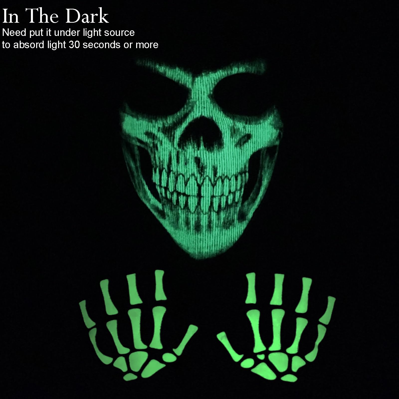 SGHE Skeleton Skull Halloween Balaclava Cap Face Mask With Gloves Glow in The Dark for Gift Game Cosplay Costume Cycling Outdoor Sporting Camping Hiking Warm - Image 2