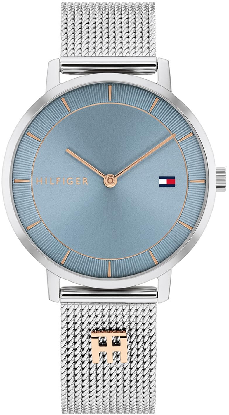 Tommy Hilfiger Reloj Tea Plateado y Turquesa Analógico Mujer 1782738 - Acero Inoxidable, Esfera Turquesa, Mecanismo de Cuarzo, Resistente al Agua hasta 3 ATM