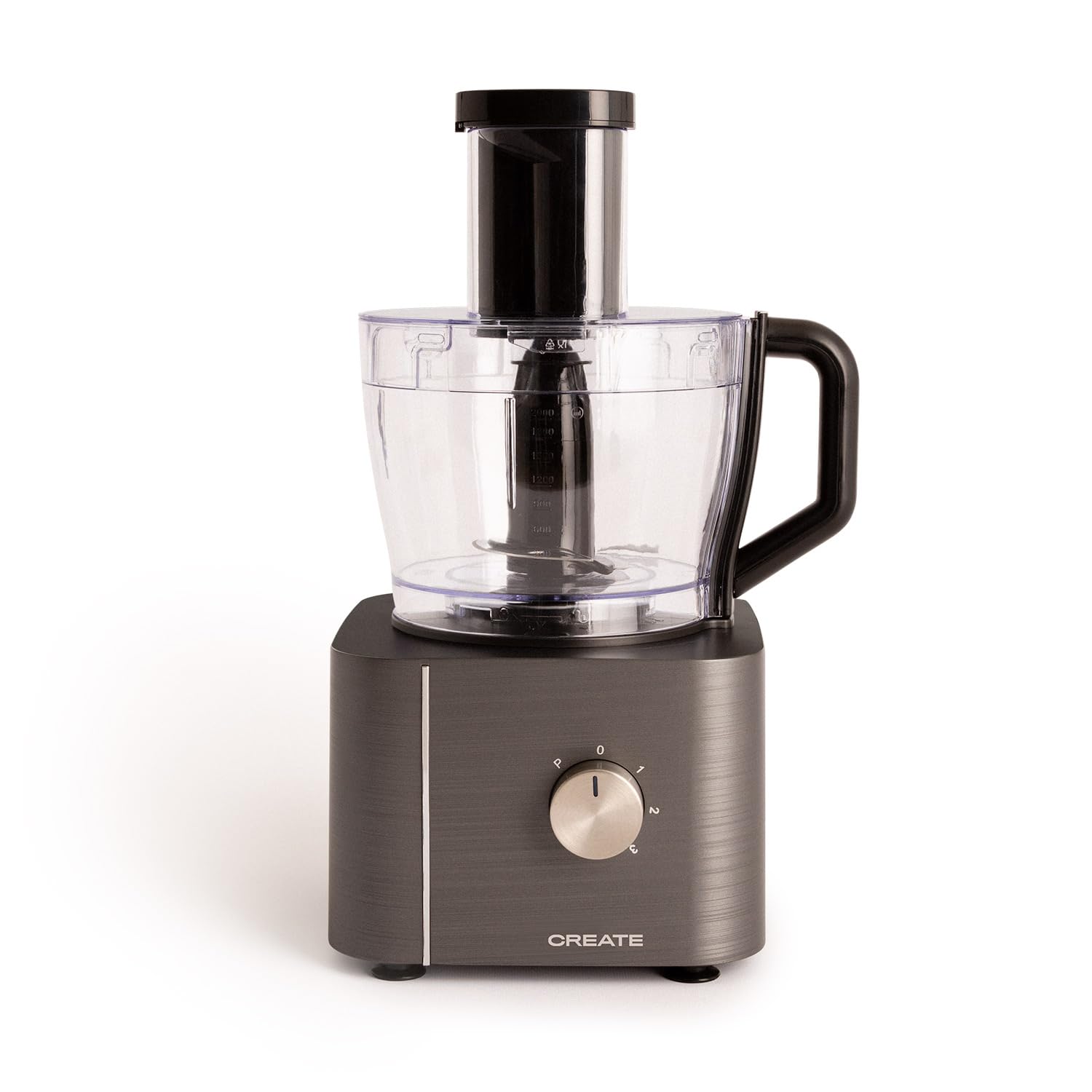 CREATE/CHEF CHOP/Procesador de alimentos gris/Robot de cocina multifunción, 10 modos, 3 velocidades, bol procesador 2L, cuchillas de acero inoxidable, 1100W