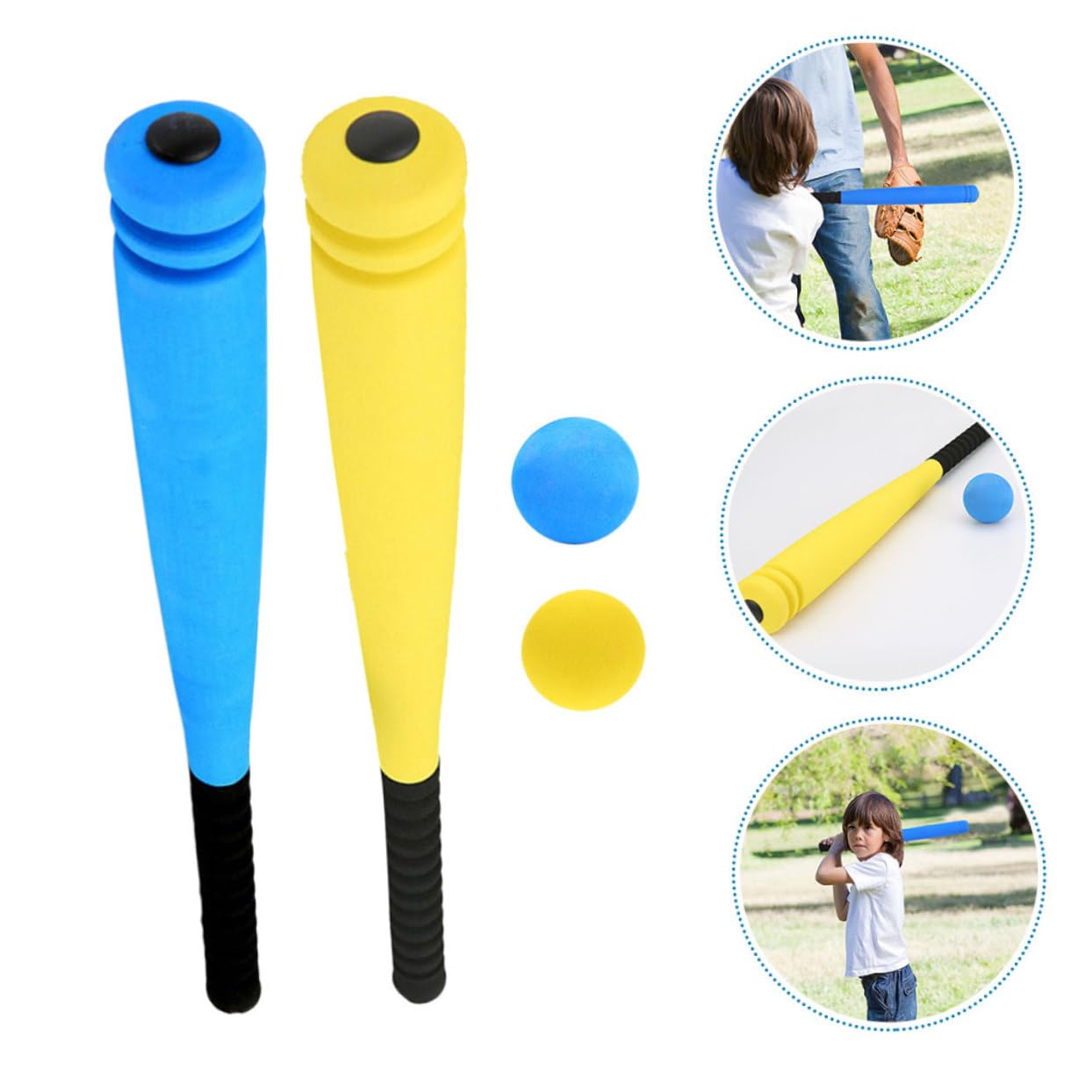 VANZACK 2 Ensembles de Batte de Baseball en Mousse pour Garçon et Filles, Batte Légère et Portable 54 CM Prise Renforcée et Rainure Ergonomique, pour Entraînement Extérieur