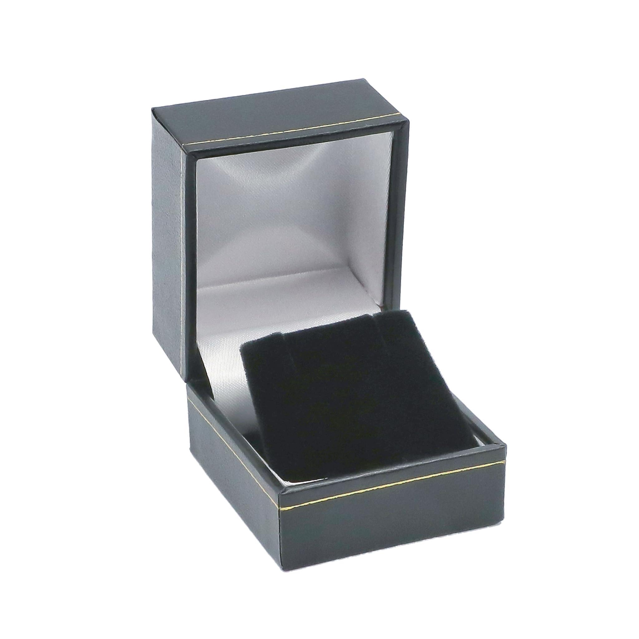 Noble Pack Black Eco-Friendly Earring Boxes – Earring Presentation Box & Earring's Box Gift, Leatherette & Paper-Covered Box With Gold Accent, Velvet Insert & Satin Lined Lid – Wedding, Engagement & Anniversary