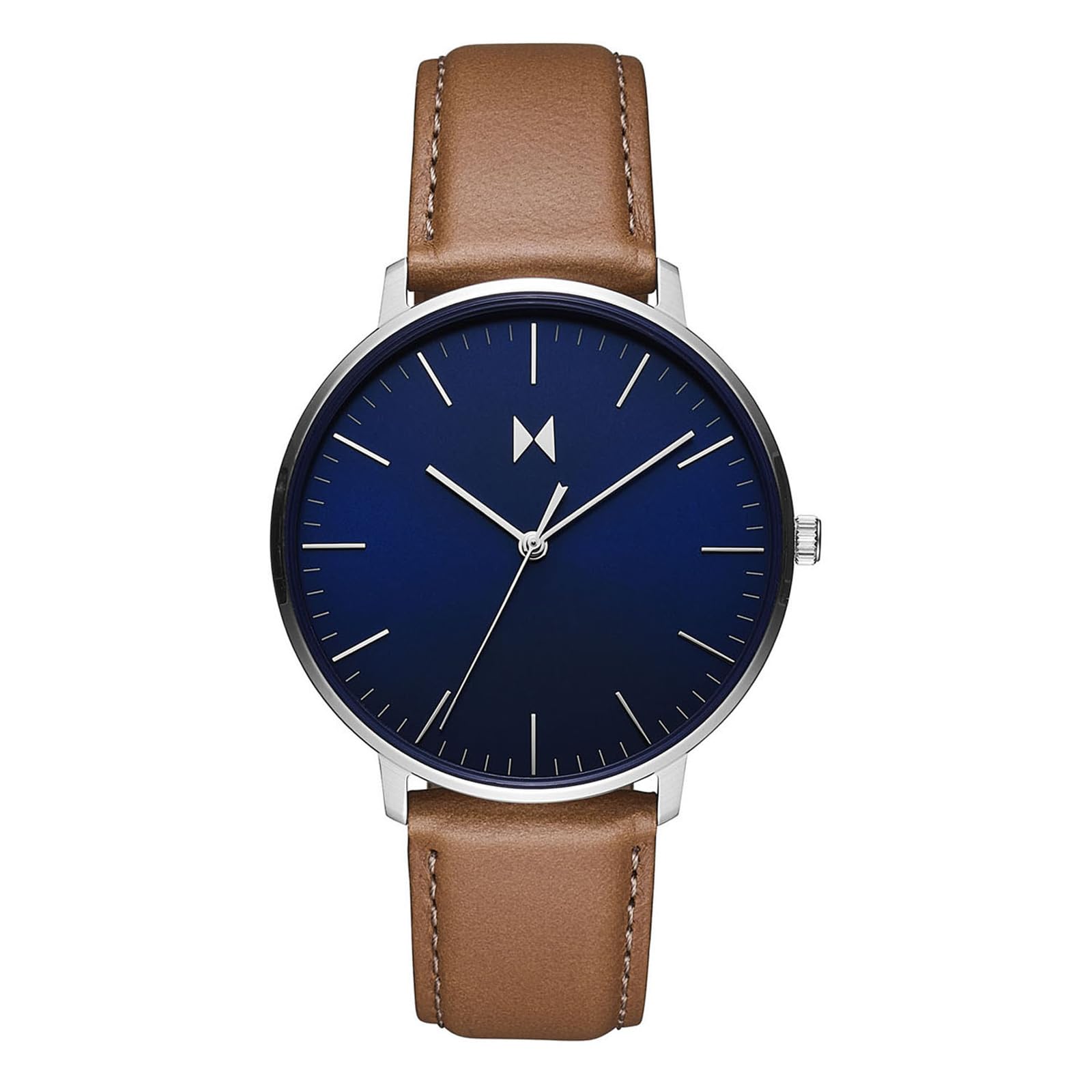 MVMTMVMT Legacy Slim Qtz Basic Slim Blue Round Dial Men's Analog Watch|Brown Leather Material|Brown Color Band - 28000211-D