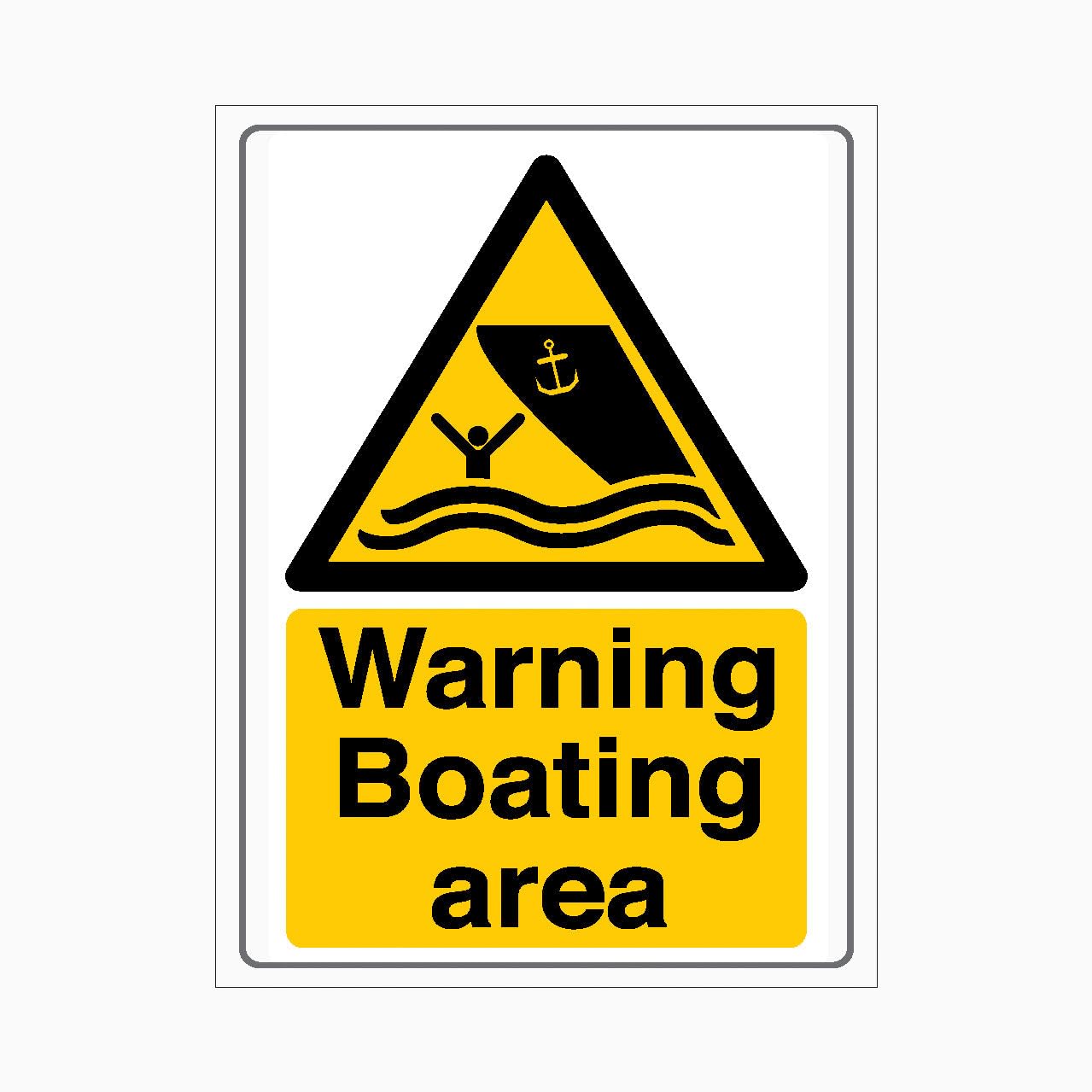 WARNING BOATING AREA Sign, 12x8 Metal Tin Sign, Designated boating zone.