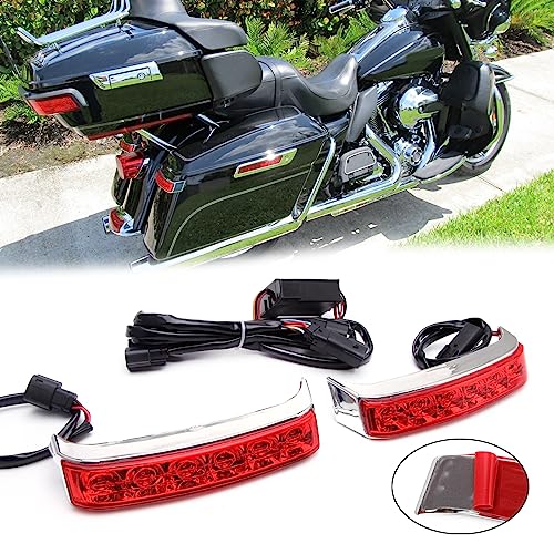 JMTBNO LED Motorcycle Saddlebag Brake Light Tail Light Running Lights Compatible with Harley Touring Electra Glide FLHTCU FLHTCUL FLHTK FLHTKL FLTRU FLHTKSE FLTRUSE (Chrome-Red) miniatura 5