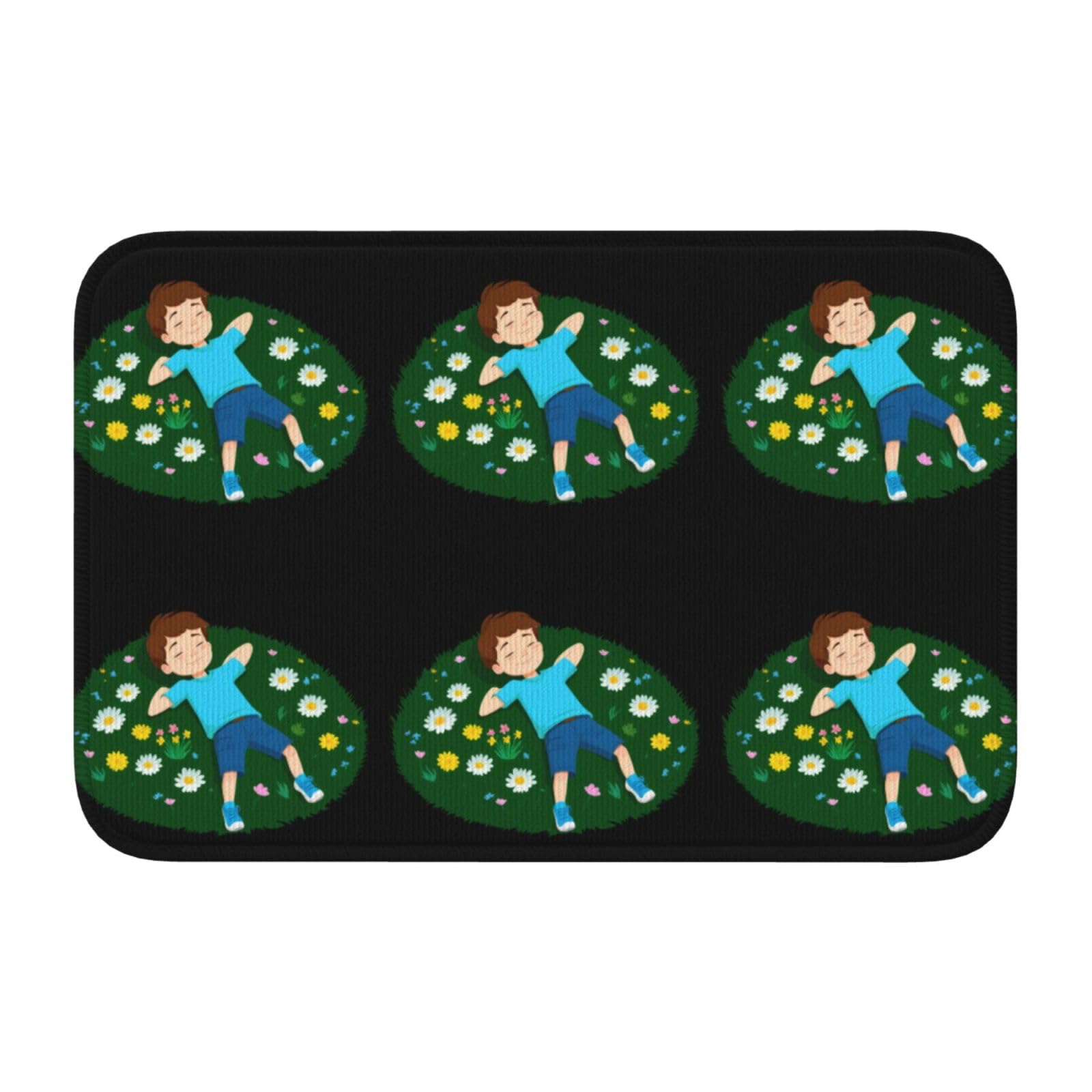 Tapis de sol 40 x 60 cm antidérapant avec motif Little Boy Sleeping