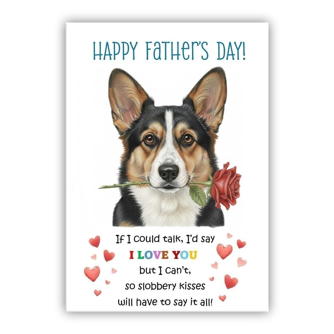 Father’s Day Card From the Dog. Adorable Fathers Day Pet Card. Many Breeds Available. (• Cardigan Welsh Corgi)