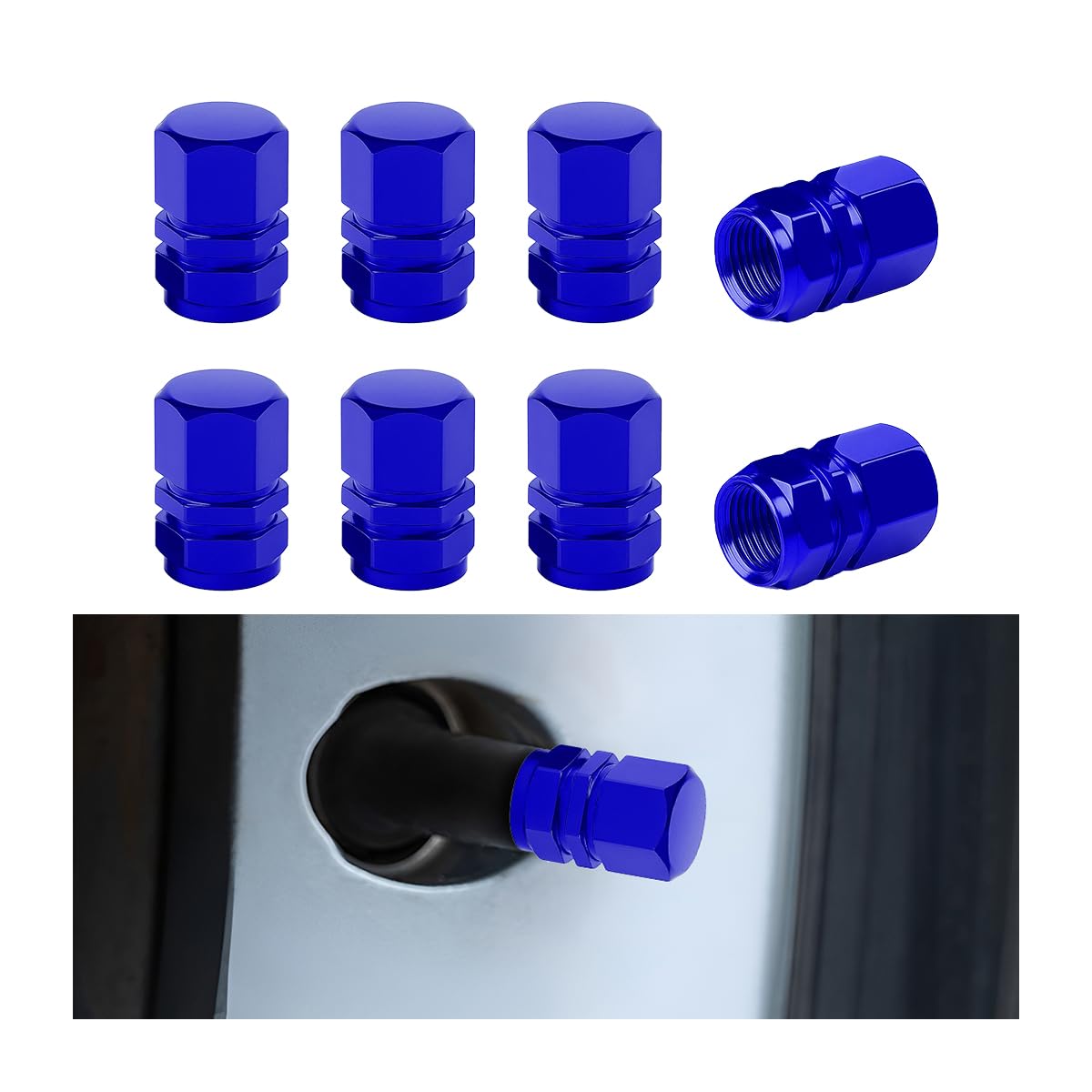 Osilly Aluminum Tire Valve Stem Caps, Blue