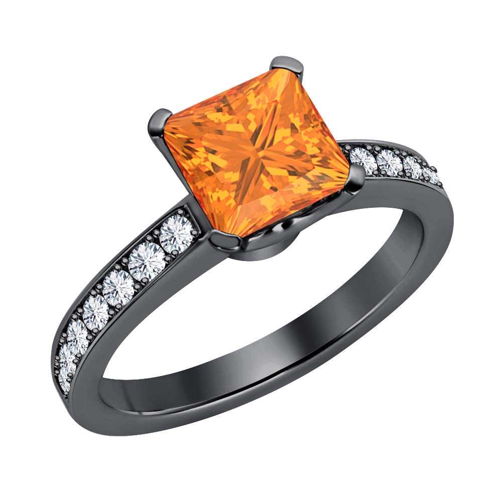 Svc Jewelswonderful 30ctw Created Princess Cut Orange Sapphire