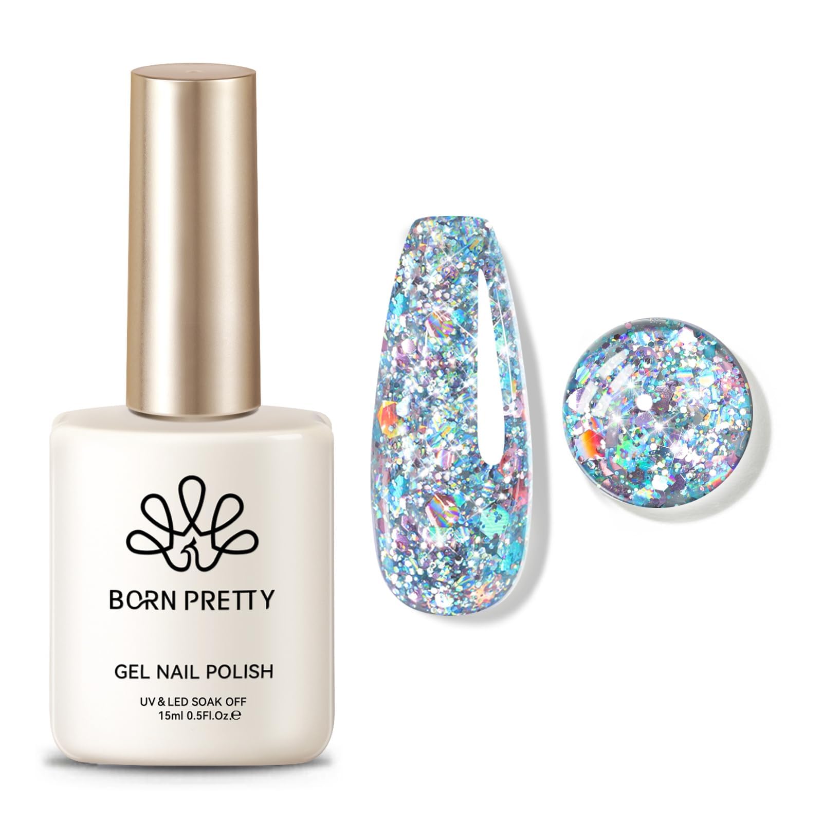 BORN PRETTY ピンク＆ブルー ラメジェルネイル スパンコール入り 長持…