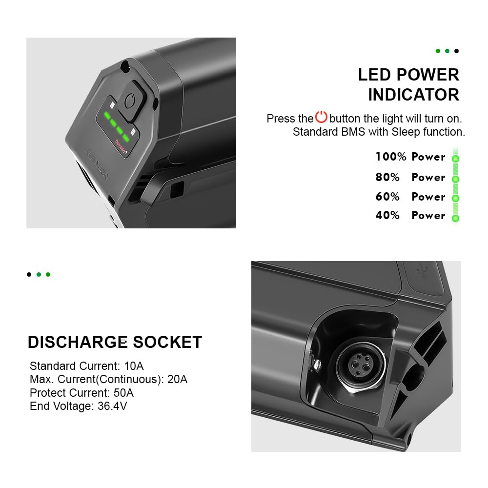 YOSE POWER Reention Dorado-Plus Ebike Akku 48V 13Ah/16Ah für 48V 350W / 500W / 700W / 1000W Motor passt auf NCM Moscow Fitifito DeHawk E-Bike Elektrofahrrad