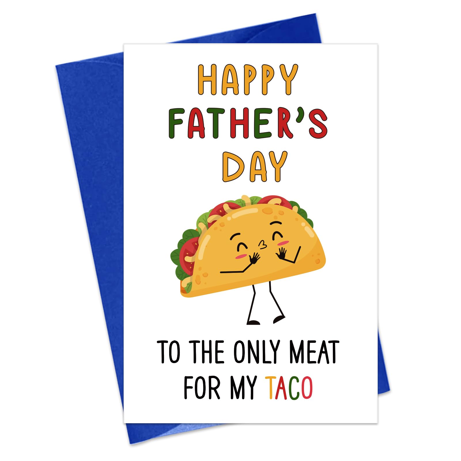 BIZIBAFF Funny Fathers Day Card - Taco Father's Day Card for Husband Fathers Day Gift Cards from Wife Humor Birthday Gifts for Dad Happy Father's Day