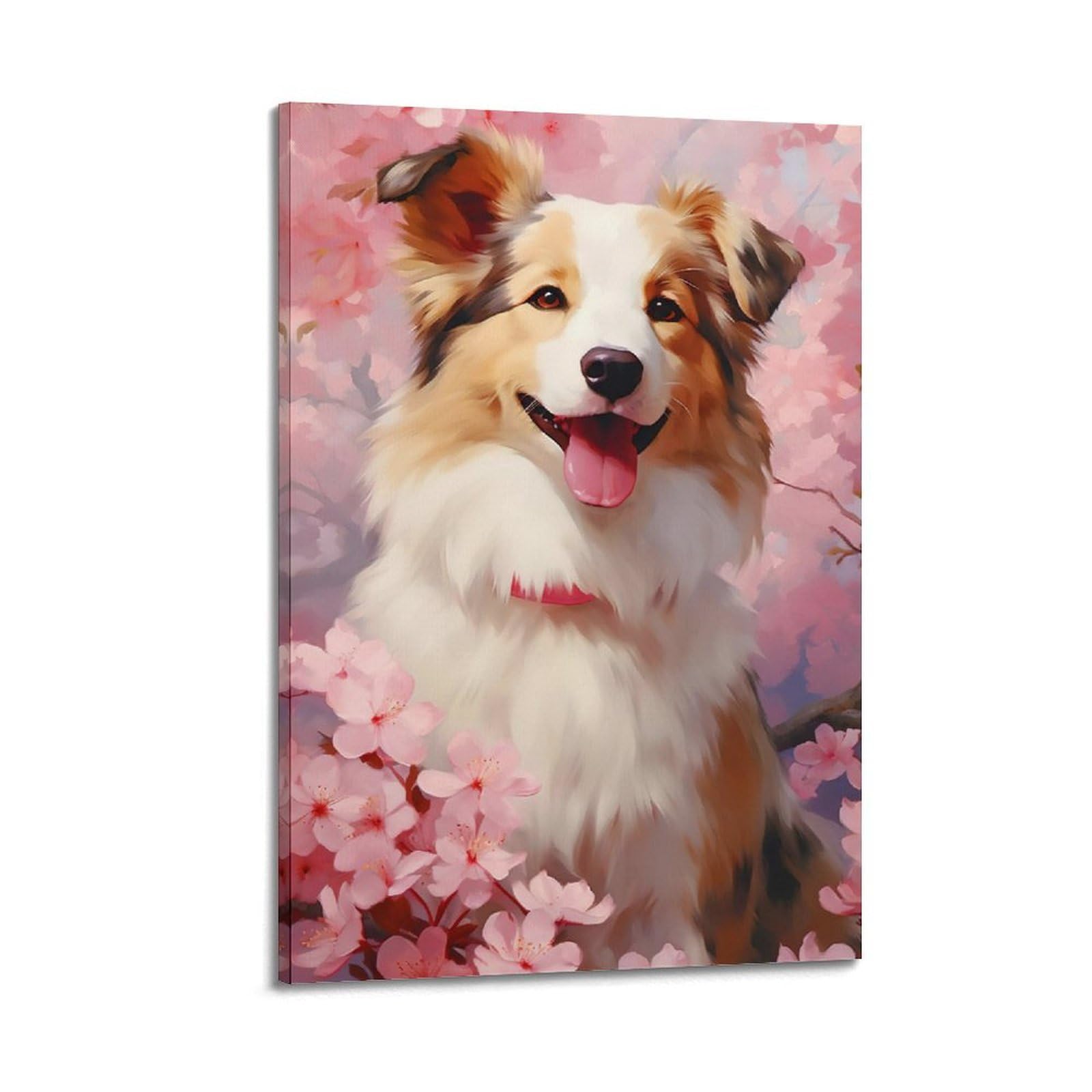 Poster chien cerisier WIZIGM cadre toile moderne 20x30cm