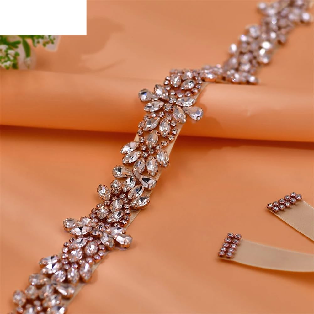 Cinturón de novia para mujer, vestido de novia, decoración de apliques de diamantes de imitación, cinta hecha a mano