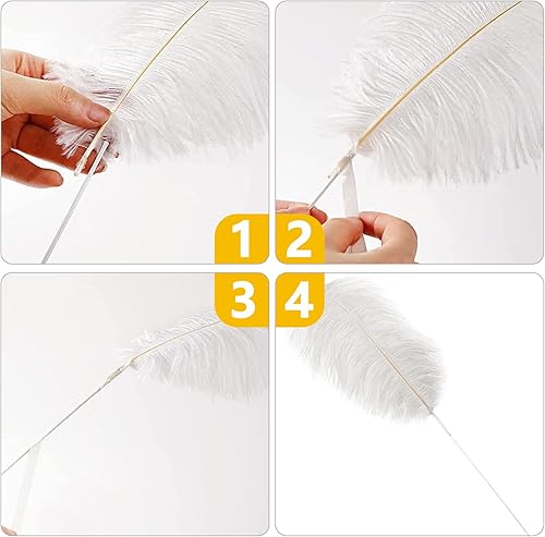 Miniatura 4 de DGYJJZ Juego de 20 plumas de avestruz blancas de 10 a 12 pulgadas para jarrón, centros de mesa de fiesta de boda, arreglo floral y decoración del