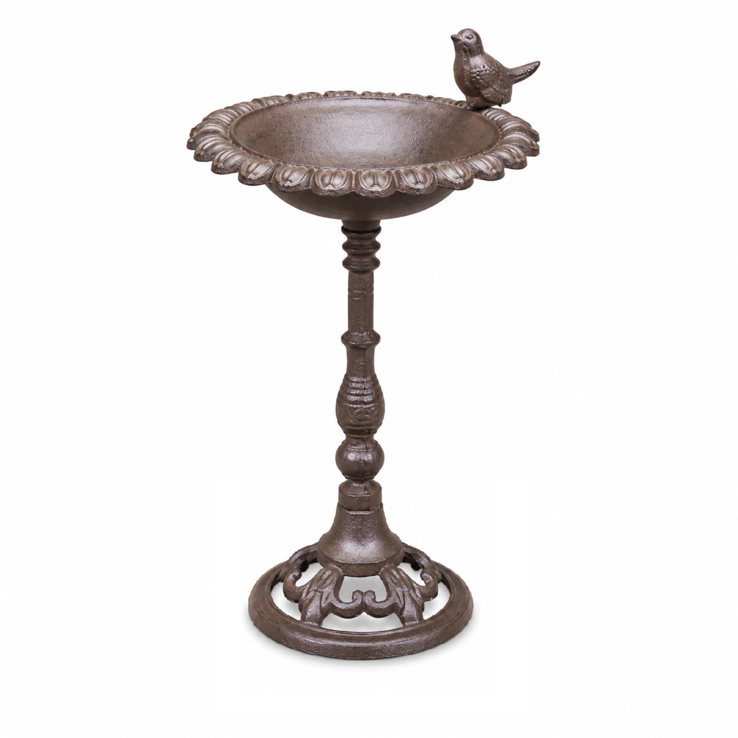 Cast Iron 29cm Tall Bird Bath Feeder for Small Birds Rustic Aged Style Ornate Ornament