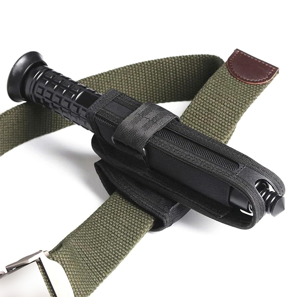 MiOYOOW Porta Manganello, Baton Pouch Telescopico per Torcia Elettrica Girevole a 360°, Sgancio Rapido, Fondine per Bastone Portatile per Caccia, Campeggio, Pesca